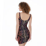 Blue And Red Snakeskin Print Sleeveless Bodycon Dress