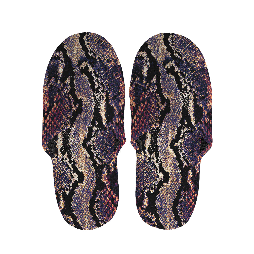 Blue And Red Snakeskin Print Slippers