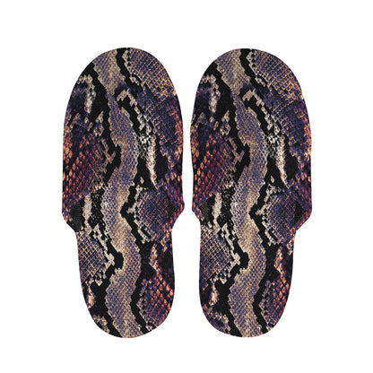 Blue And Red Snakeskin Print Slippers