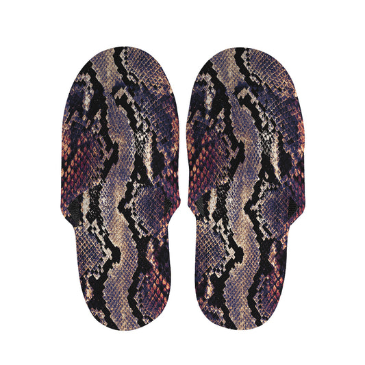 Blue And Red Snakeskin Print Slippers