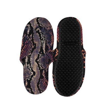 Blue And Red Snakeskin Print Slippers