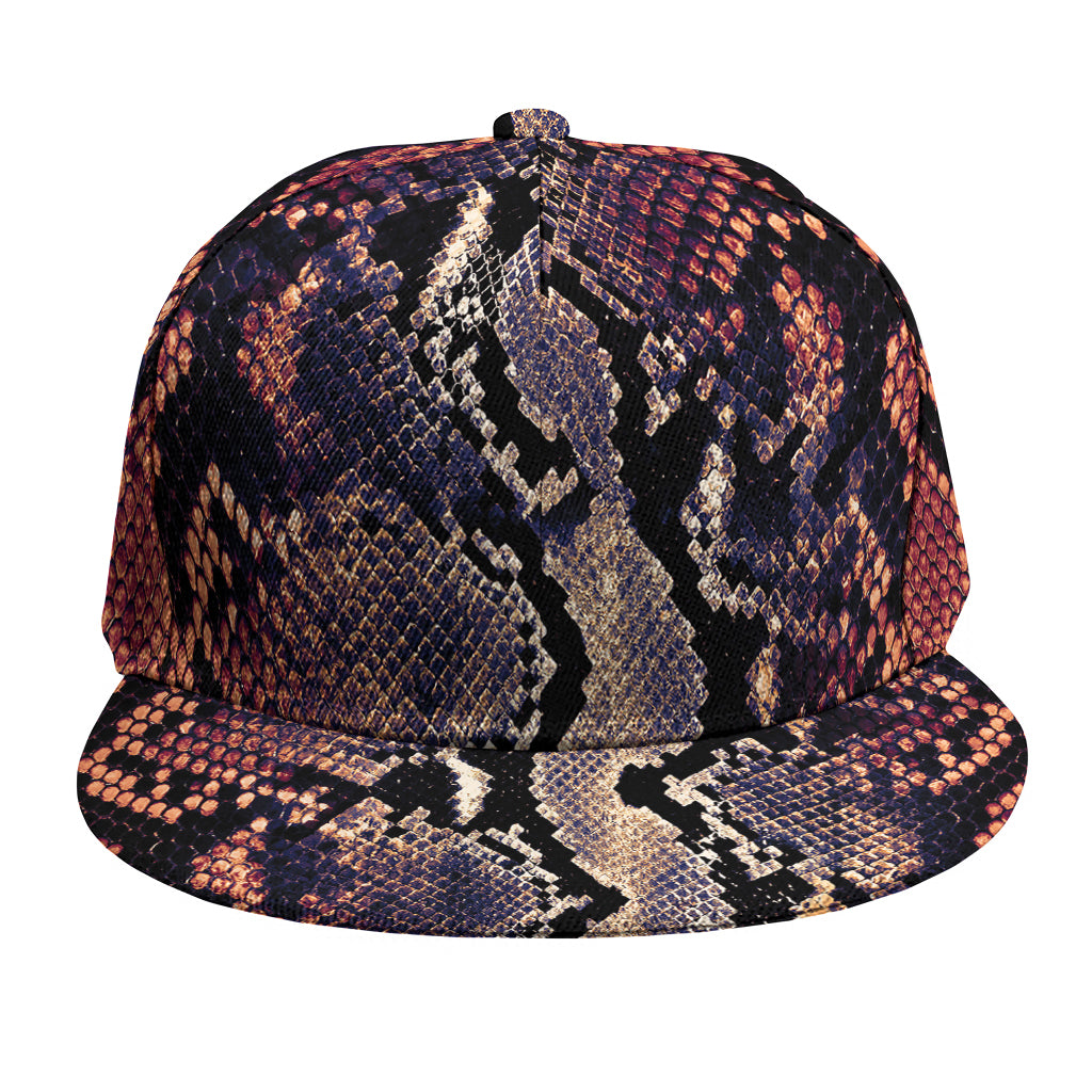 Blue And Red Snakeskin Print Snapback Cap