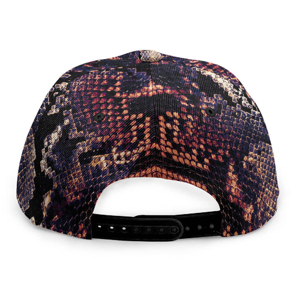 Blue And Red Snakeskin Print Snapback Cap