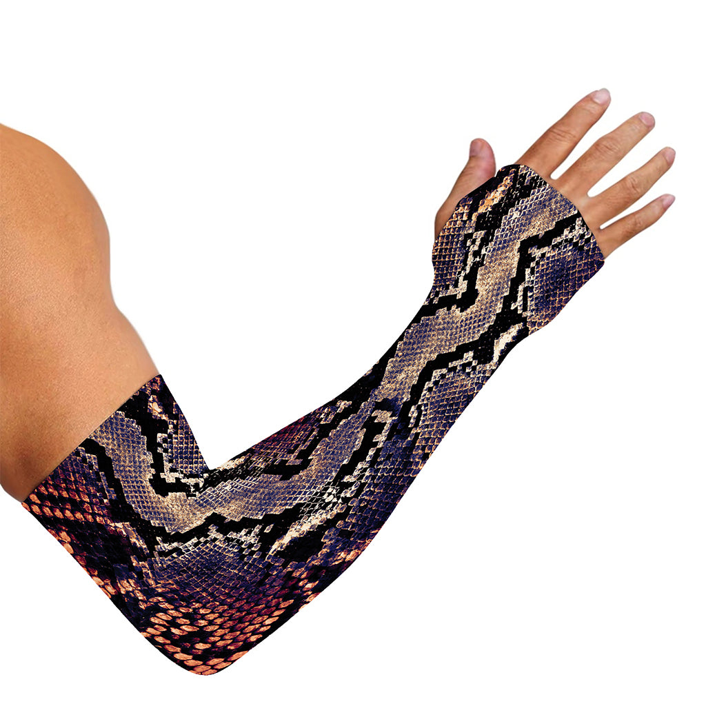 Blue And Red Snakeskin Print Sun Protection Arm Sleeves