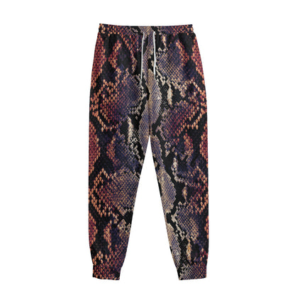 Blue And Red Snakeskin Print Sweatpants