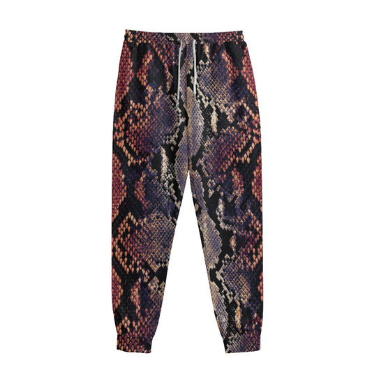 Blue And Red Snakeskin Print Sweatpants