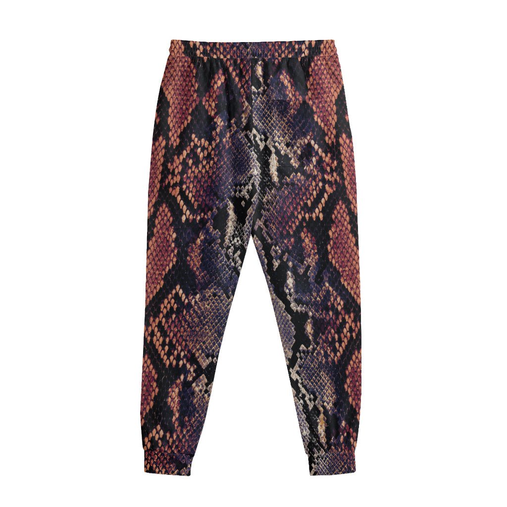 Blue And Red Snakeskin Print Sweatpants