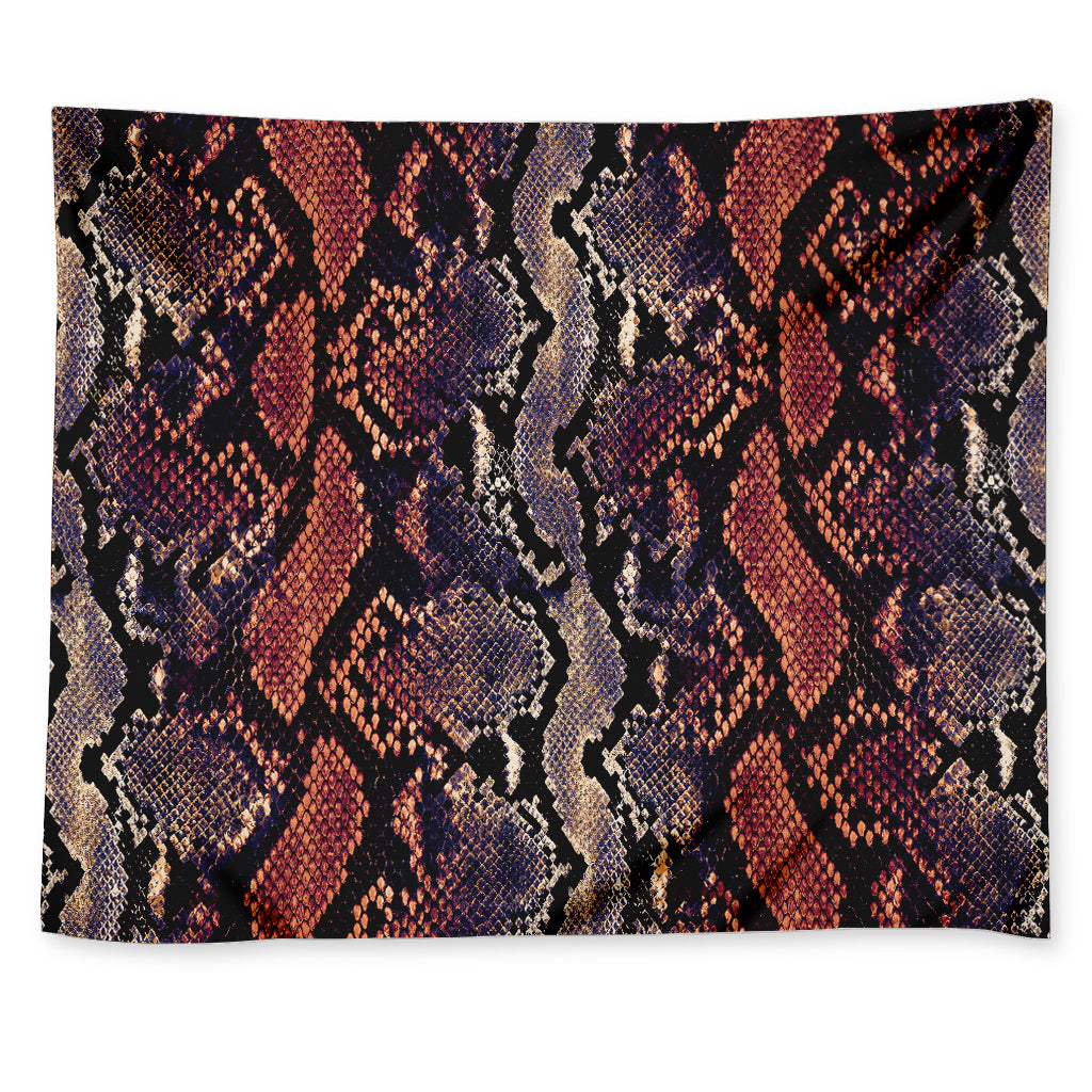 Blue And Red Snakeskin Print Tapestry