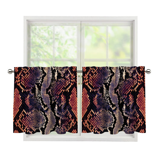 Blue And Red Snakeskin Print Tier Curtains