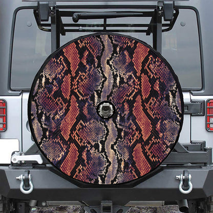 Blue And Red Snakeskin Print Tire Cover With Camera Hole