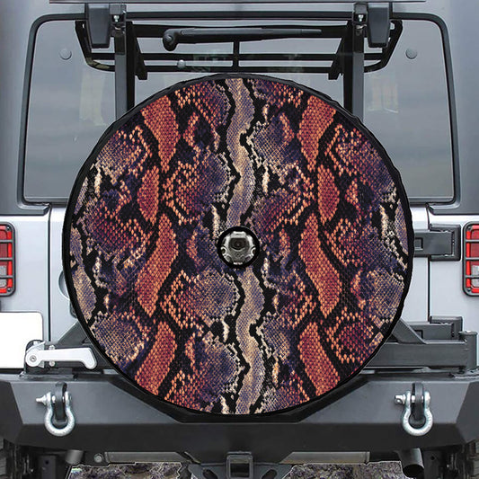 Blue And Red Snakeskin Print Tire Cover With Camera Hole