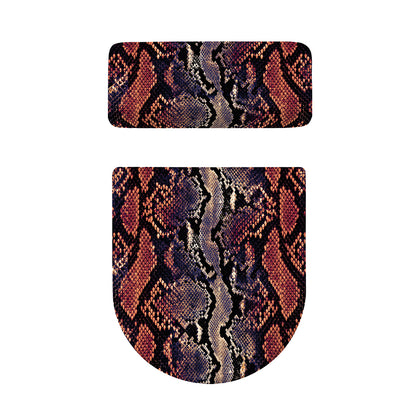 Blue And Red Snakeskin Print Toilet Lid And Tank Cover Set