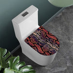 Blue And Red Snakeskin Print Toilet Lid Cover