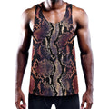 Blue And Red Snakeskin Print Men's Workout Tank Top