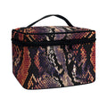 Blue And Red Snakeskin Print Travel Makeup Bag