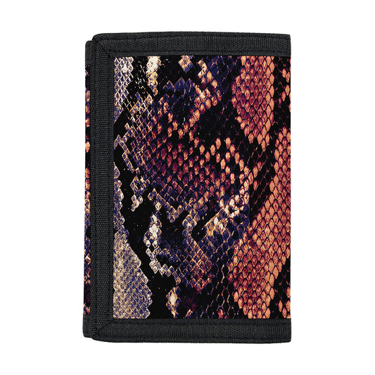 Blue And Red Snakeskin Print Trifold Wallet