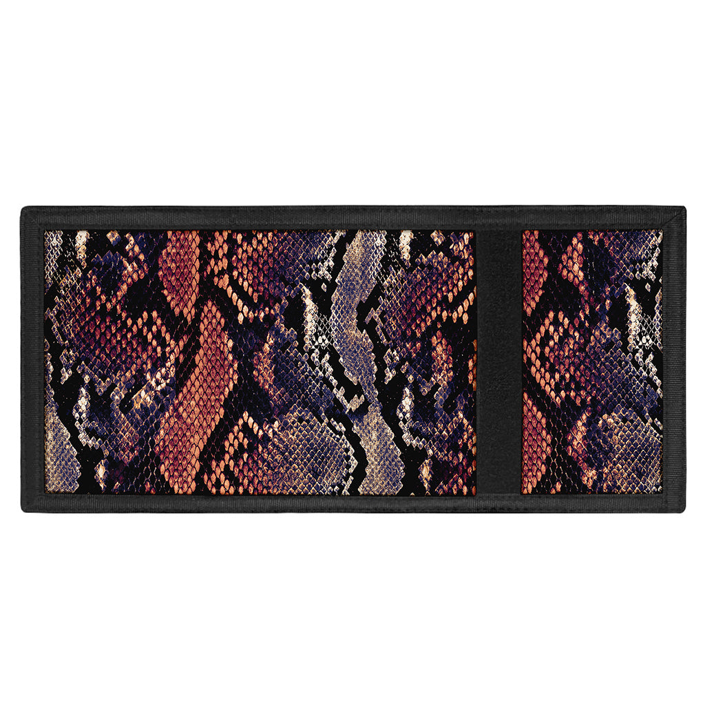 Blue And Red Snakeskin Print Trifold Wallet