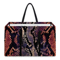 Blue And Red Snakeskin Print Utility Tote Bag