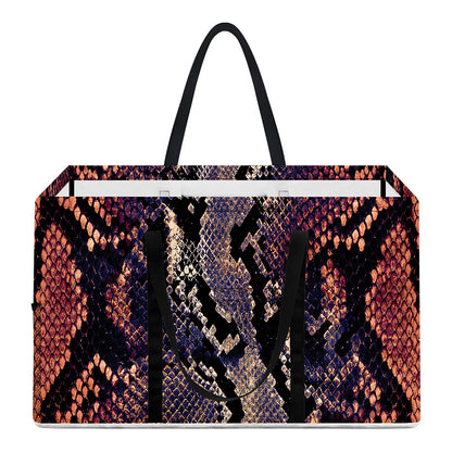Blue And Red Snakeskin Print Utility Tote Bag