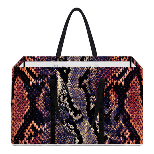Blue And Red Snakeskin Print Utility Tote Bag
