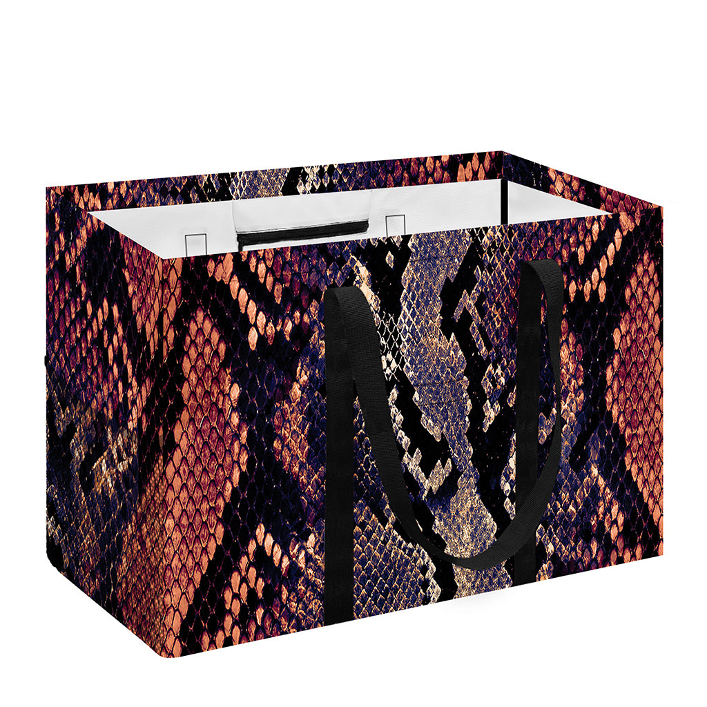 Blue And Red Snakeskin Print Utility Tote Bag