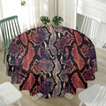 Blue And Red Snakeskin Print Waterproof Round Tablecloth