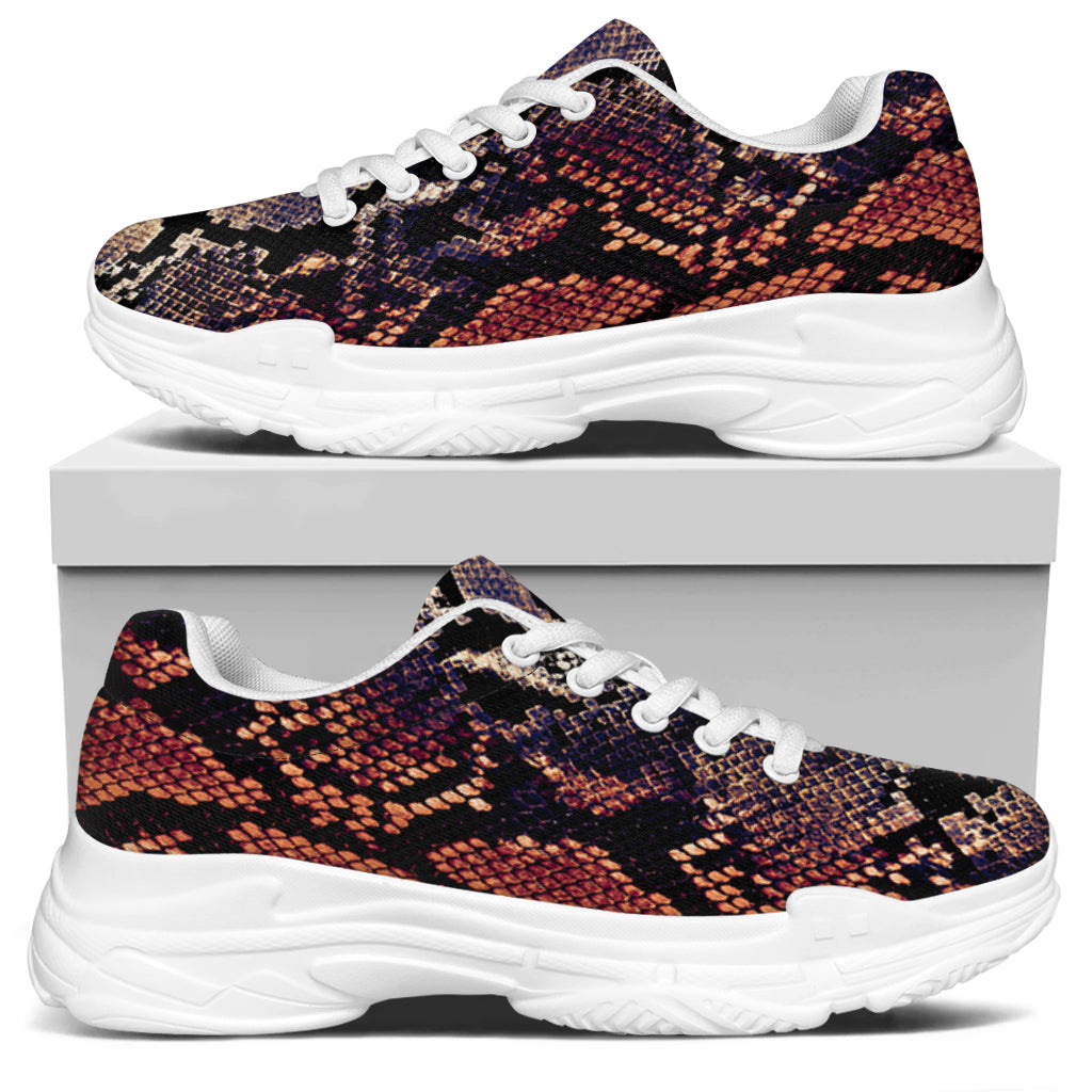 Blue And Red Snakeskin Print White Chunky Shoes