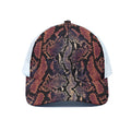 Blue And Red Snakeskin Print White Mesh Trucker Hat