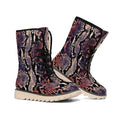 Blue And Red Snakeskin Print Winter Boots