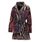 Blue And Red Snakeskin Print Women's Bathrobe