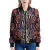 Blue And Red Snakeskin Print Women's Bomber Jacket