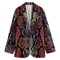 Blue And Red Snakeskin Print Women's Cotton Blazer