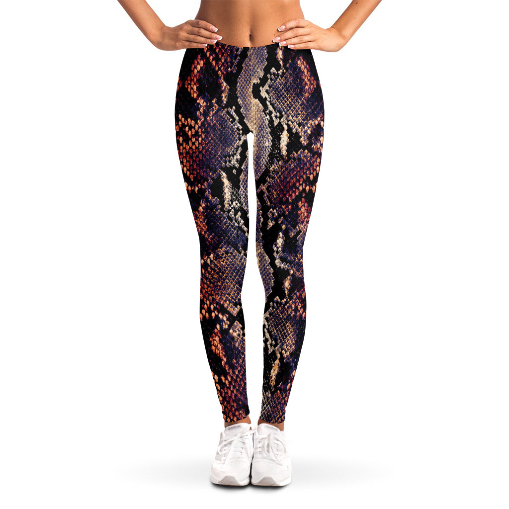 Blue And Red Snakeskin Print Women's Leggings