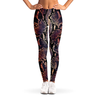 Blue And Red Snakeskin Print Women's Leggings