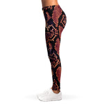 Blue And Red Snakeskin Print Women's Leggings