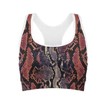 Blue And Red Snakeskin Print Women's Sports Bra