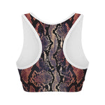 Blue And Red Snakeskin Print Women's Sports Bra