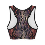 Blue And Red Snakeskin Print Women's Sports Bra