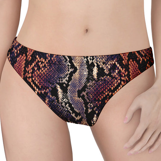 Blue And Red Snakeskin Print Women's Thong