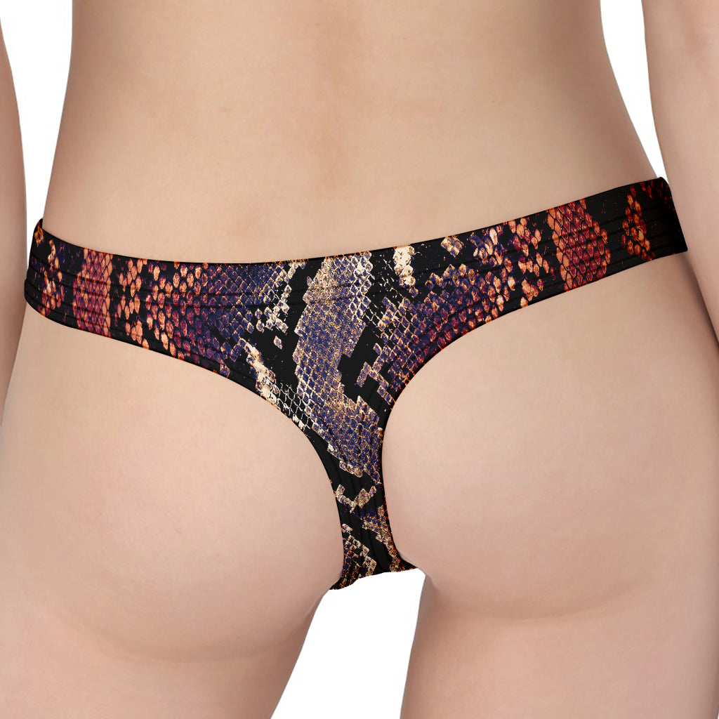 Blue And Red Snakeskin Print Women's Thong