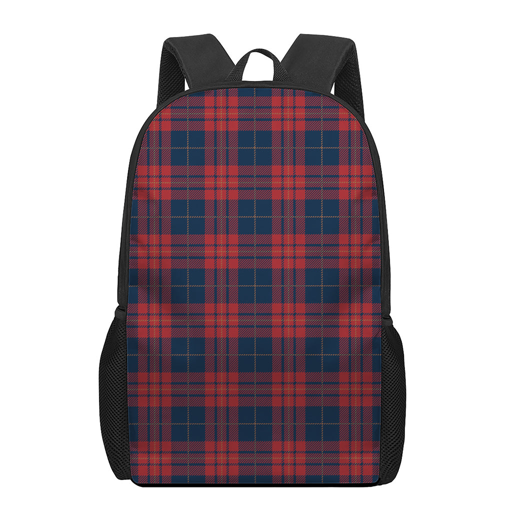 Blue And Red Tartan Pattern Print 17 Inch Backpack