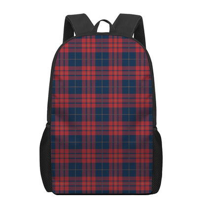 Blue And Red Tartan Pattern Print 17 Inch Backpack