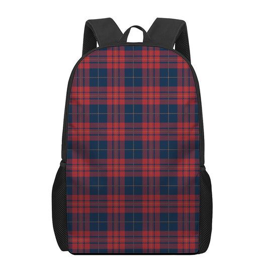 Blue And Red Tartan Pattern Print 17 Inch Backpack