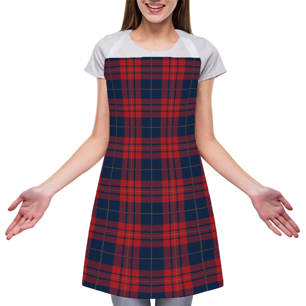Blue And Red Tartan Pattern Print Adjustable Apron
