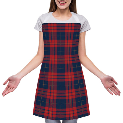 Blue And Red Tartan Pattern Print Adjustable Apron
