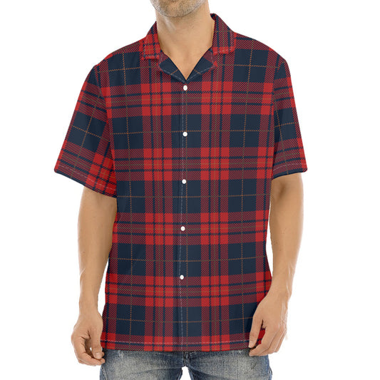 Blue And Red Tartan Pattern Print Aloha Shirt