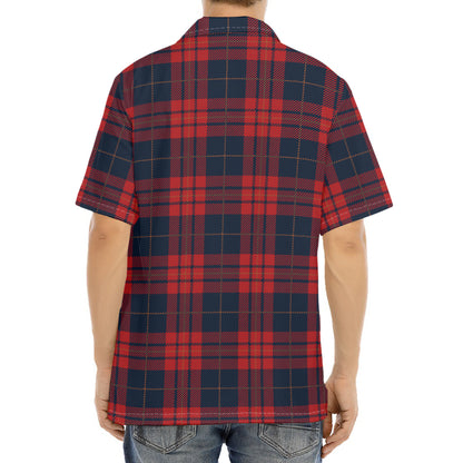 Blue And Red Tartan Pattern Print Aloha Shirt