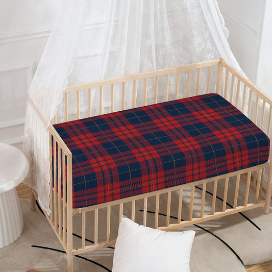 Blue And Red Tartan Pattern Print Baby Crib Sheet