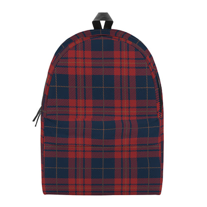 Blue And Red Tartan Pattern Print Backpack