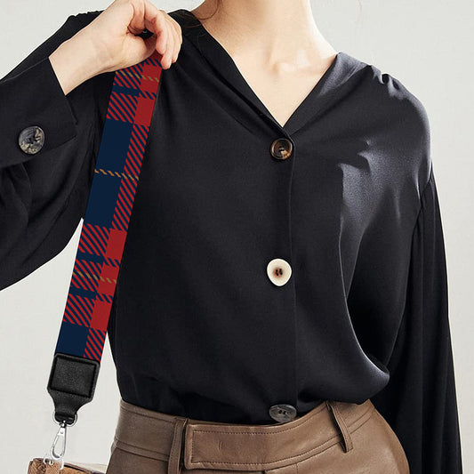Blue And Red Tartan Pattern Print Bag Strap